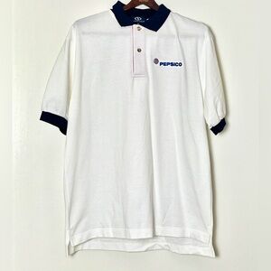 NWOT PepsiCo Polo Shirt Men’s Medium White Logo Americana‎ Workwear Branded
